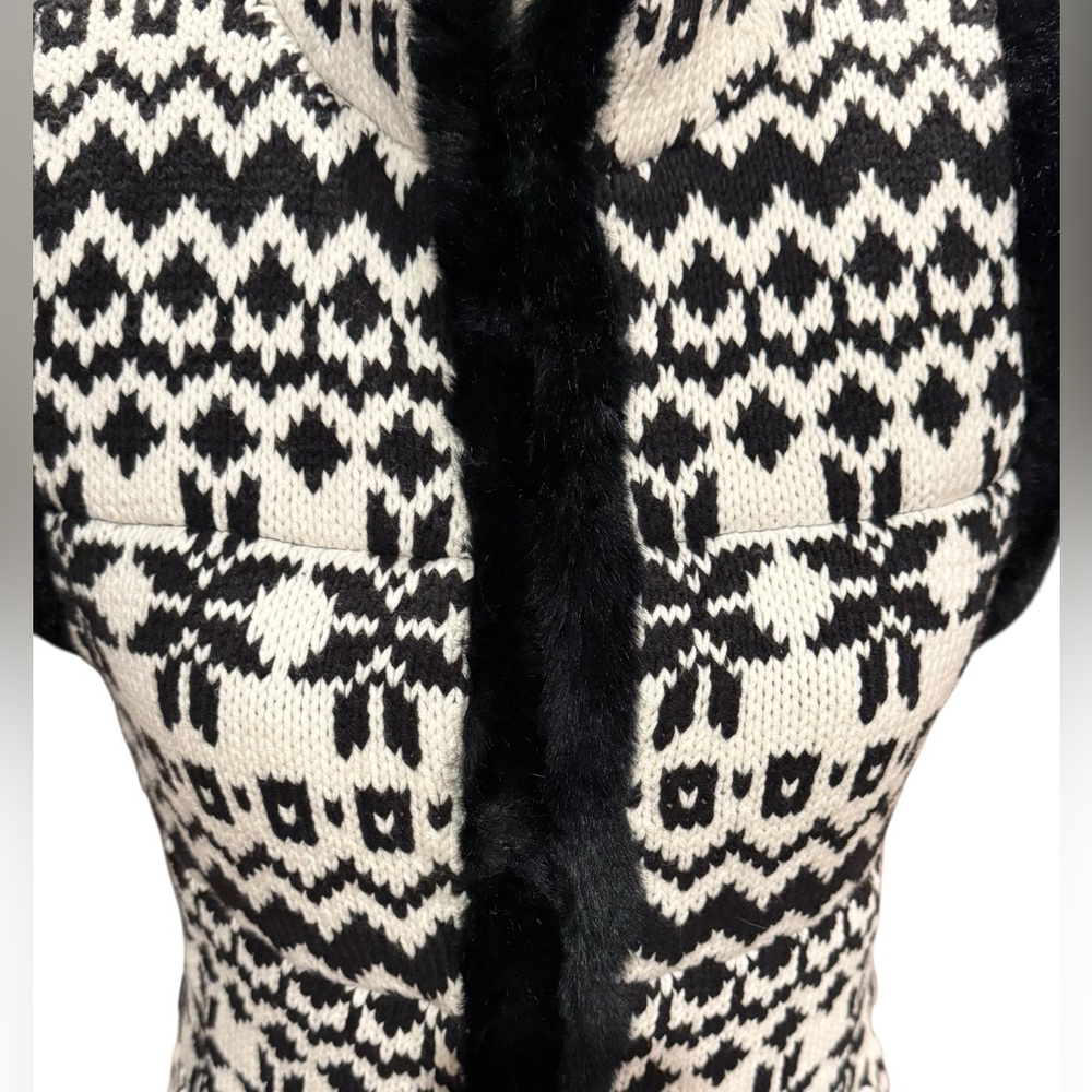 Talbots Vest Artic Fair Isle Quilted Black and White Women’s XS - Picture 5 of 12